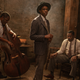 From left: Michael Potts as Slow Drag, Chadwick Boseman as Levee, and Colman Domingo as Cutler.